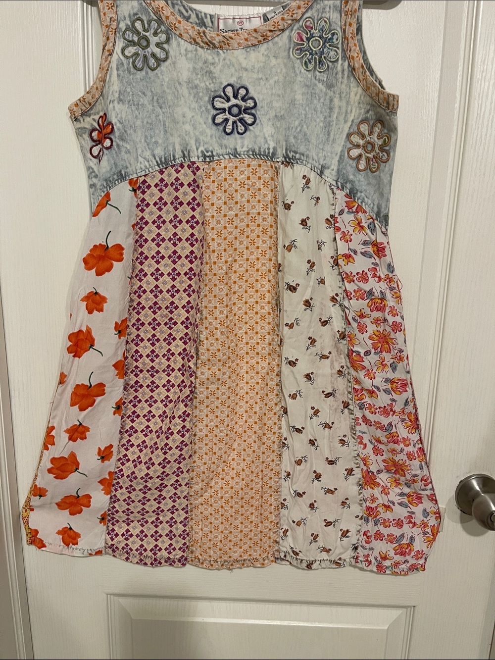 Sacred Threads Embroidered Floral Yoke Top in Orange, Purple, Cream